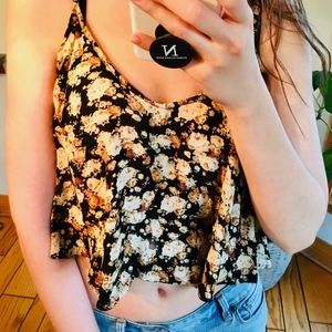 🌼 Floral Spaghetti Swing Crop